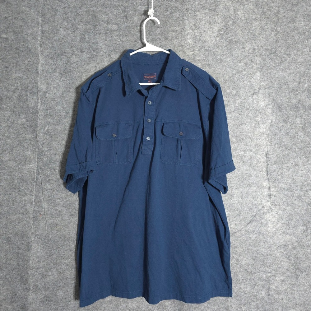 Boulder Creek‎ Utility Polo Mens 2XL Tall Navy Blue Epaulet Short Sleeve Shirt